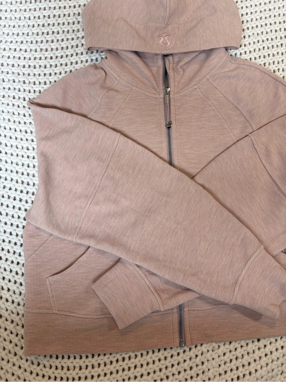 lululemon scuba oversized full zip hoodie waffle heathered mink berry size m/l - Picture 2 of 12